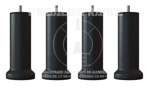 Pied Métal Noir Ø51mm avec Socle Ø70 mm HT 150mm